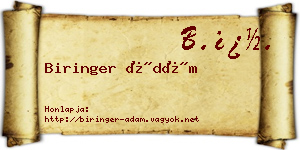 Biringer Ádám névjegykártya